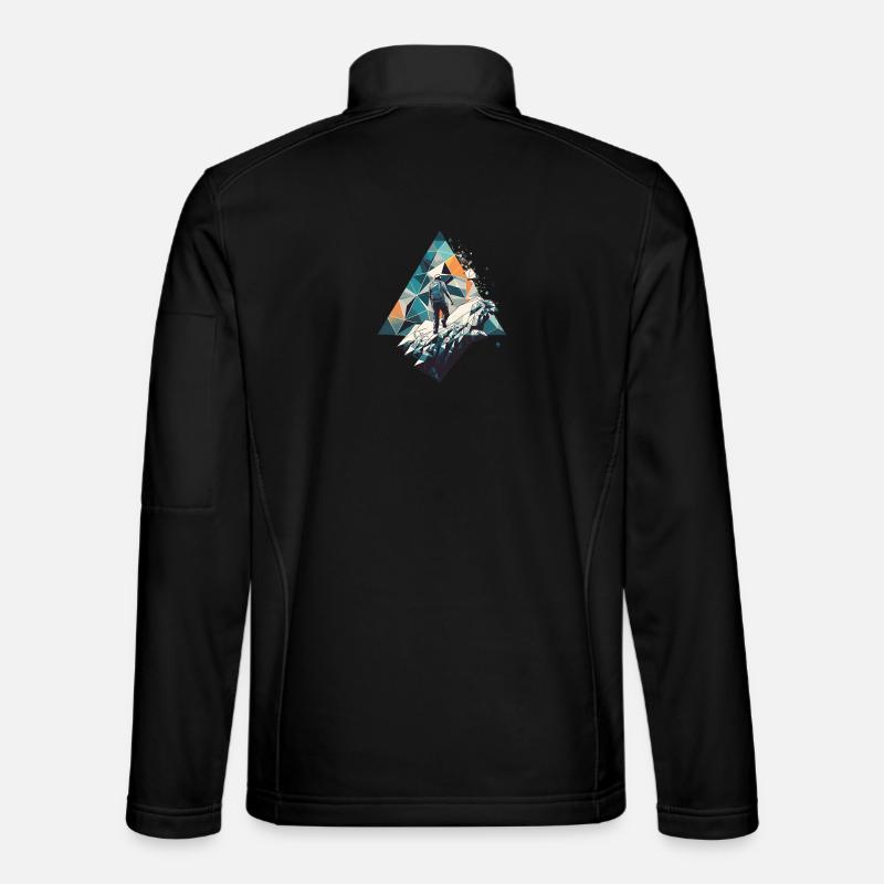 Geometric Mountaineer in Polygon Style - Unisex Softshell Jacket - black