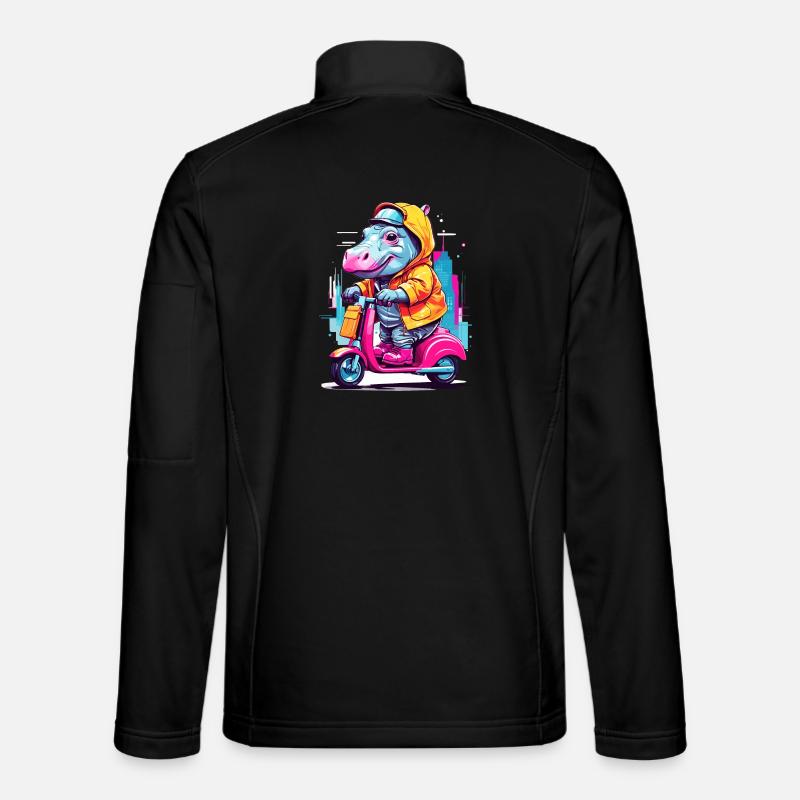 Hippopotame en scooter - Veste en tissu softshell Unisexe - noir