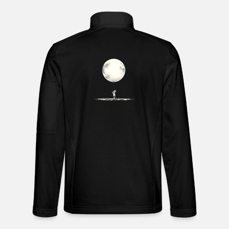 Child with Moon Balloon - Unisex Softshell Jacket - black