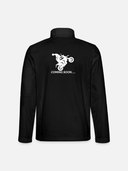 Santa Coming Soon Santa Claus Motorcycle Wheelie - Unisex Softshell Jacket - black - Back