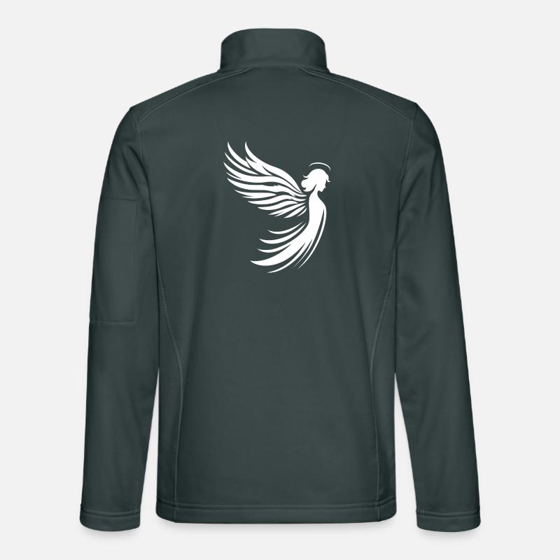 Ein Engel mit Flügel und Heiligenschein Silhouette Unisex Softshelljacke