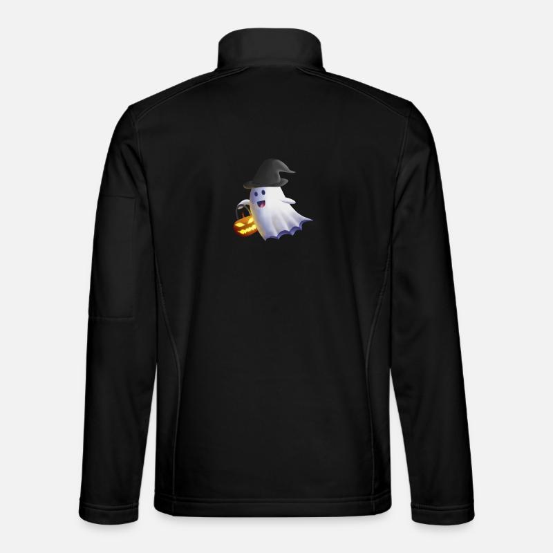 Ghost with Witch Hat and Jack-o'-Lantern Unisex Softshell Jacket