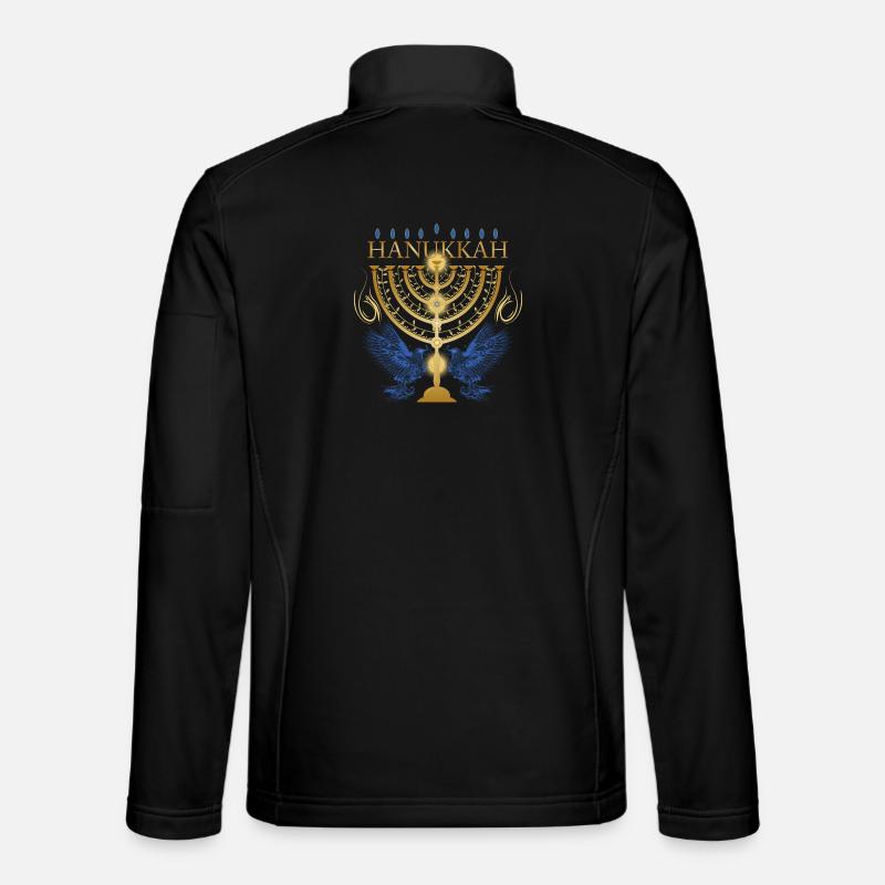 goldfarbener Hanukkah Leuchter mit zwei Tauben - Unisex Softshelljacke - Schwarz
