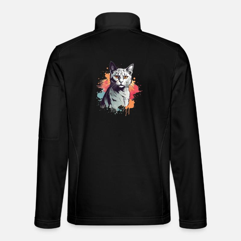 Cute Gray Cat - Unisex Softshell Jacket - black