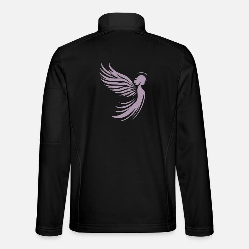 Ein Engel mit Flügel und Heiligenschein Silhouette Unisex Softshelljacke