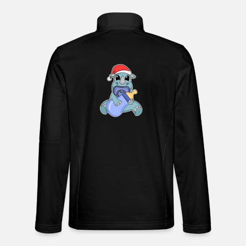 Rhinocéros bébé Noël - Veste en tissu softshell Unisexe - noir