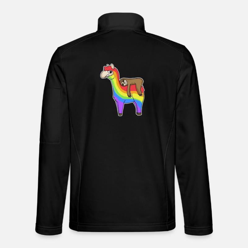 Alpaka Faultier Regenbogen Weihnachten - Unisex Softshelljacke - Schwarz