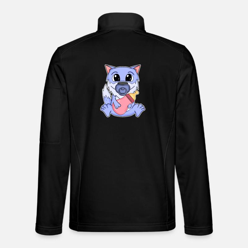 Baby Wolf Motif - Unisex Softshell Jacket - black
