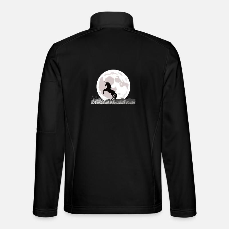 Mondschein-Einhorn über Graslandschaft - Unisex Softshelljacke - Schwarz