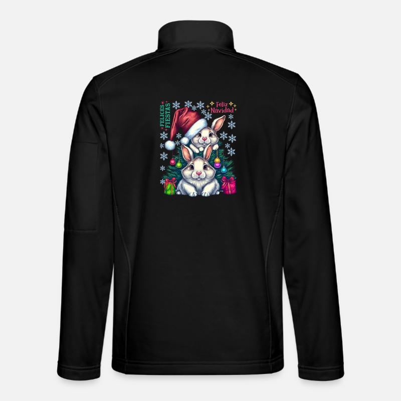Festliche Osterhasen mit Weihnachtsmütze - Unisex Softshelljacke - Schwarz