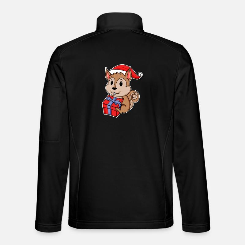 Squirrel with Santa hat - Unisex Softshell Jacket - black