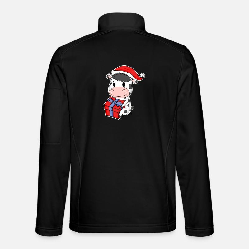 Cow with Christmas hat Christmas - Unisex Softshell Jacket - black