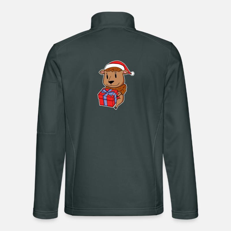 Bison with Santa hat and Christmas gift Unisex Softshell Jacket