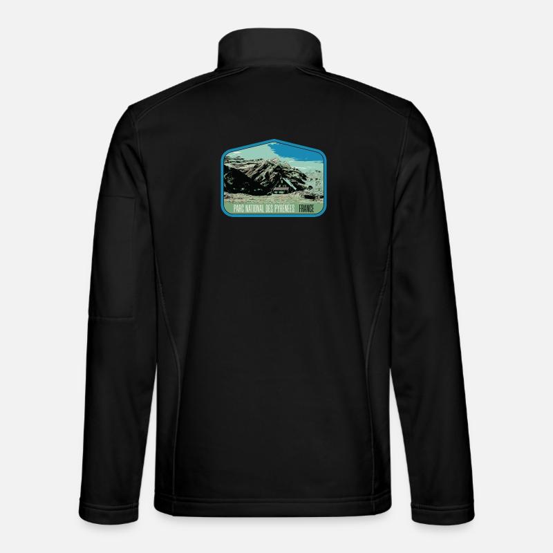 Pyrenees Landscape Escutcheon: Authentic Nature - Unisex Softshell Jacket - black