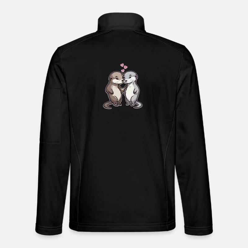 Dans l’amour Otter Hearts Love - Veste en tissu softshell Unisexe - noir