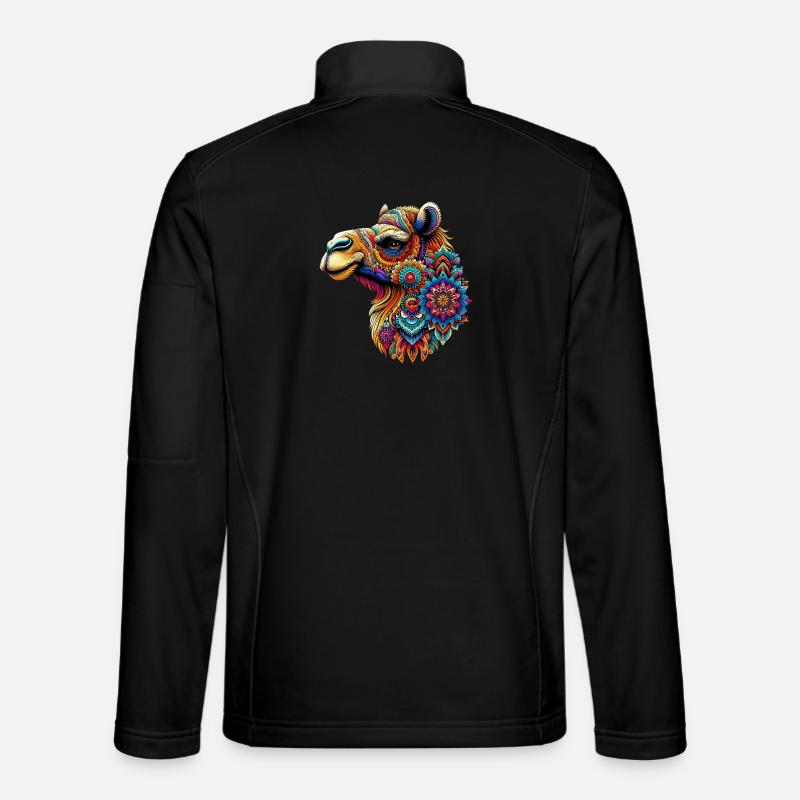 Kamel mit Mandalas verziert - Unisex Softshelljacke - Schwarz