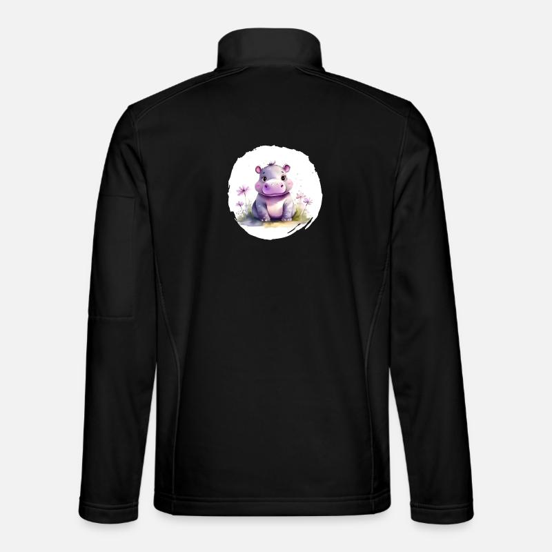 Aquarell Nilpferd - Unisex Softshelljacke - Schwarz