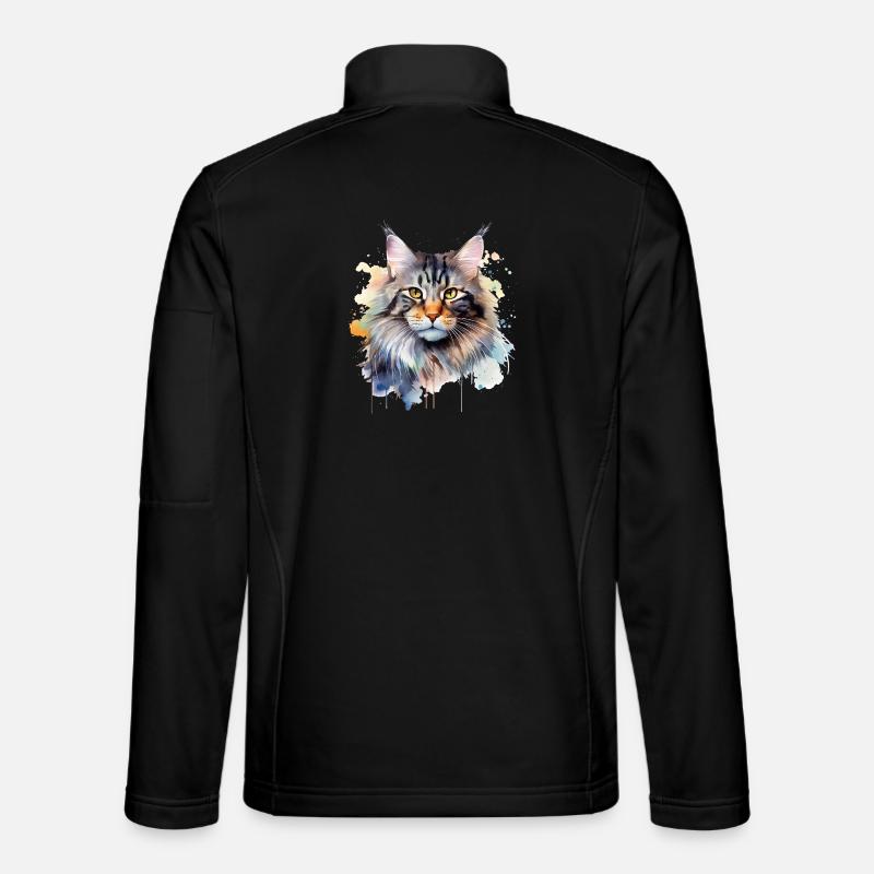 Maincoon aquarelle chat - Veste en tissu softshell Unisexe - noir