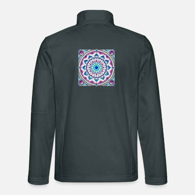 Orbitale Mandala Blau-Rosa Unisex Softshelljacke