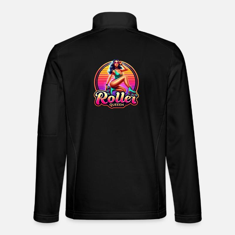 Vibrant Roller Queen Illustration - Unisex Softshell Jacket - black