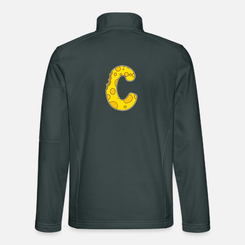 Lettre C - Lettre initiale C - Motif Fromage Veste en tissu softshell Unisexe