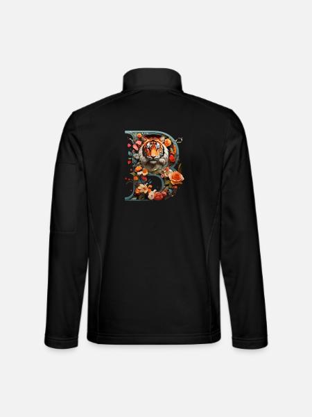 Tigre ardent et fleurs Illustration - Veste en tissu softshell Unisexe - noir