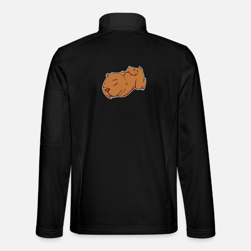 Family - Capybara with baby Capybara - Unisex Softshell Jacket - black