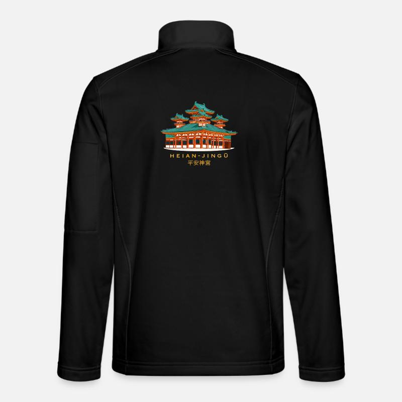 Kyoto Japan, Heian-jingu Shrine, hand drawing - Unisex Softshell Jacket - black