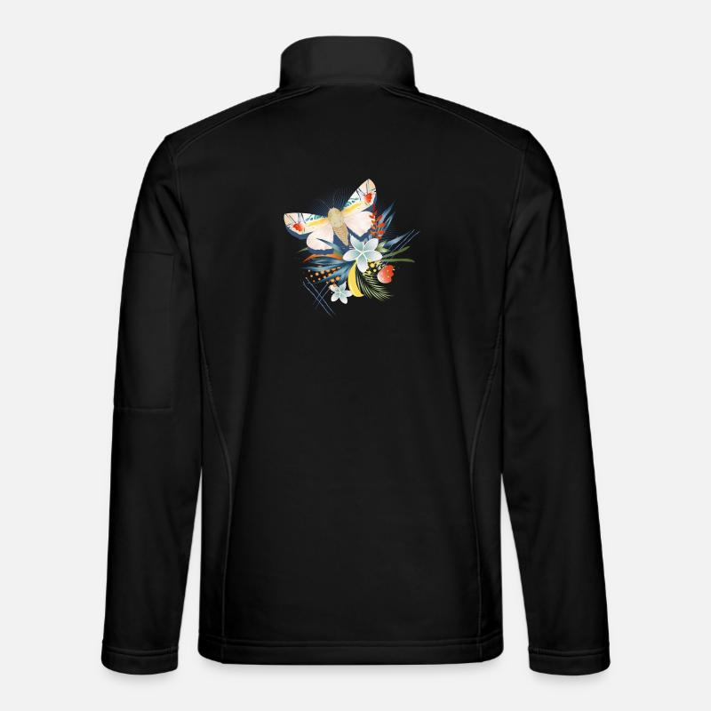 rare butterfly with exotic flowers - Unisex Softshell Jacket - black