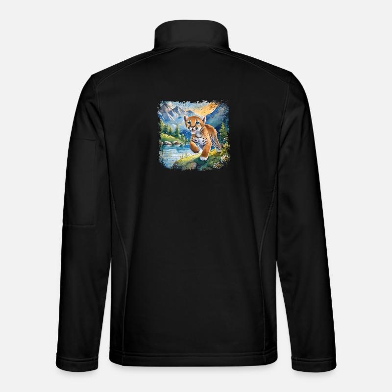 Niedlicher junger Tiger | Kinderbuchstil - Unisex Softshelljacke - Schwarz