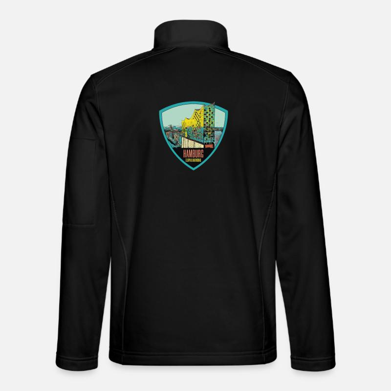 Illustration: , Hamburg - Unisex Softshelljacke - Schwarz