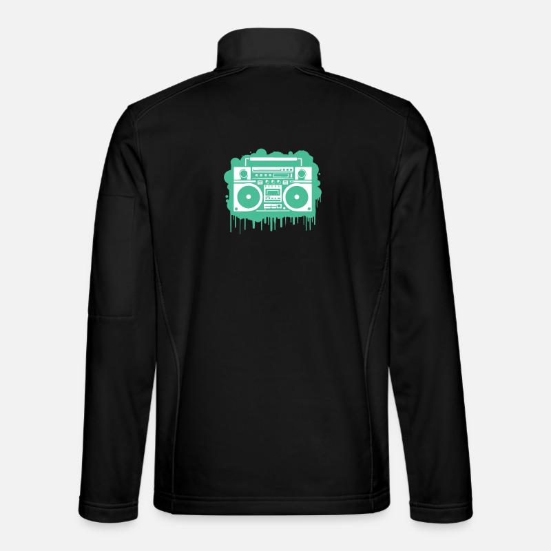 Cyan Boom Box - Unisex Softshell Jacket - black