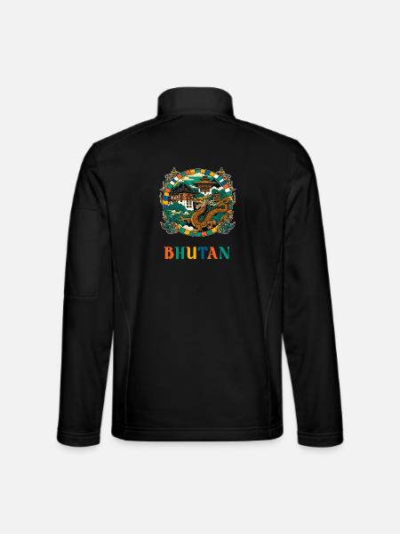 Bhutan Dragon Azja Południowa Thimphu - Kurtka softshell typu unisex - czarny