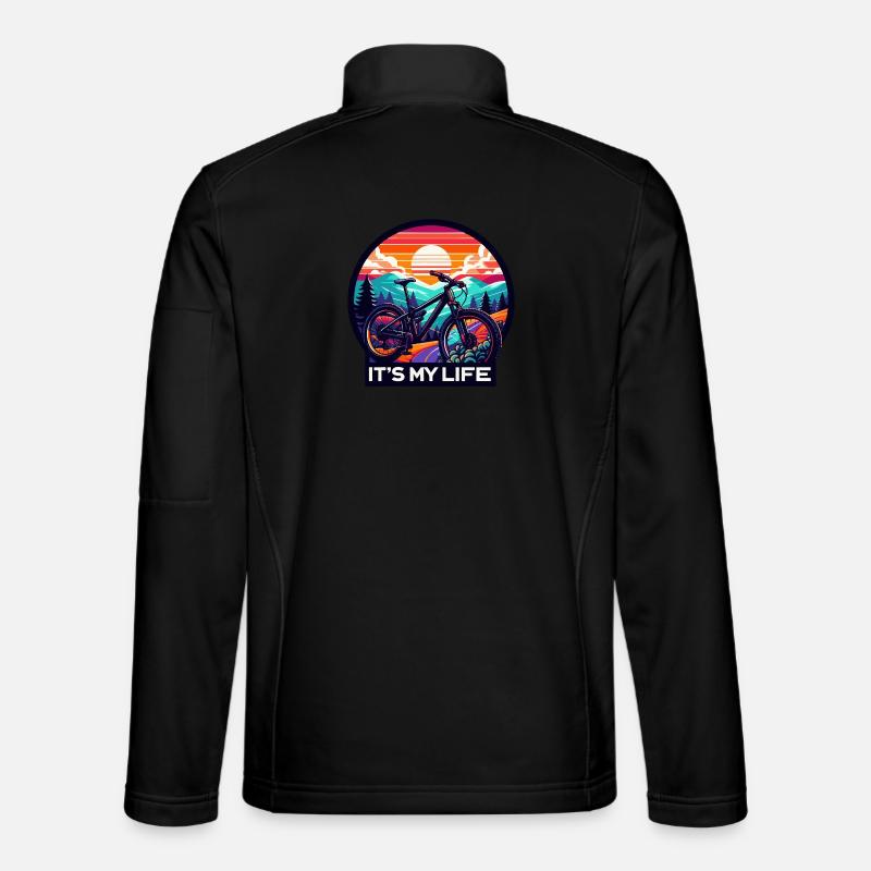 Sunset Mountain Bike Adventure Design - Unisex Softshell Jacket - black