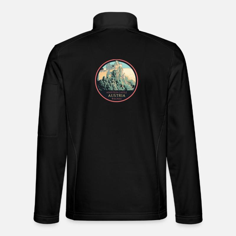 illustration Aggstein Castle, Wachau, Austria - Unisex Softshell Jacket - black