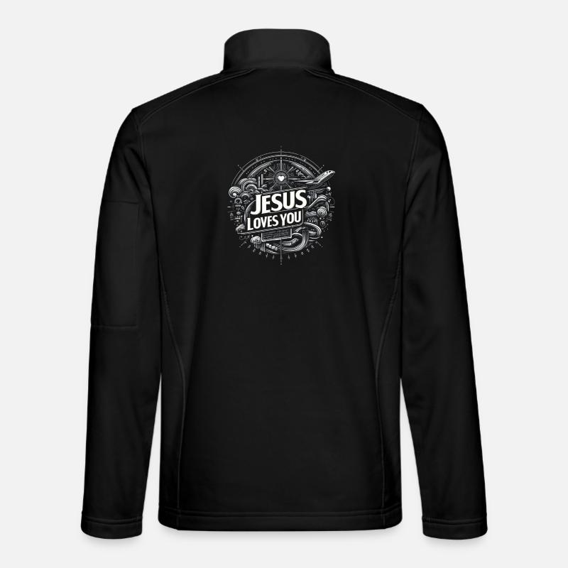 Jesus liebt dich – Kreisdesign - Unisex Softshelljacke - Schwarz
