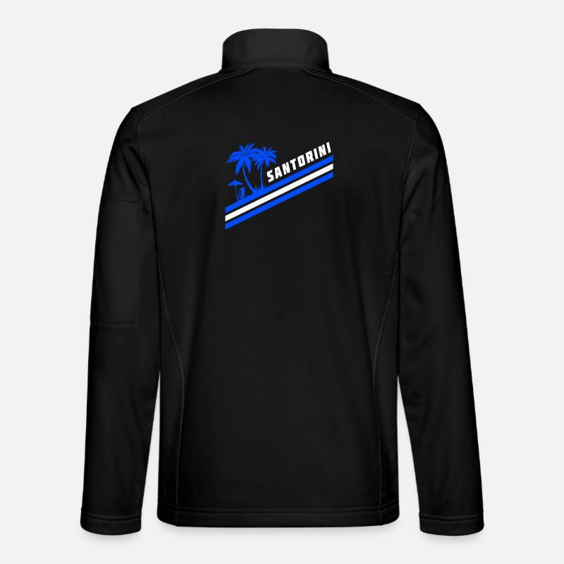 Santorini Greece flag palm trees - Unisex Softshell Jacket - black