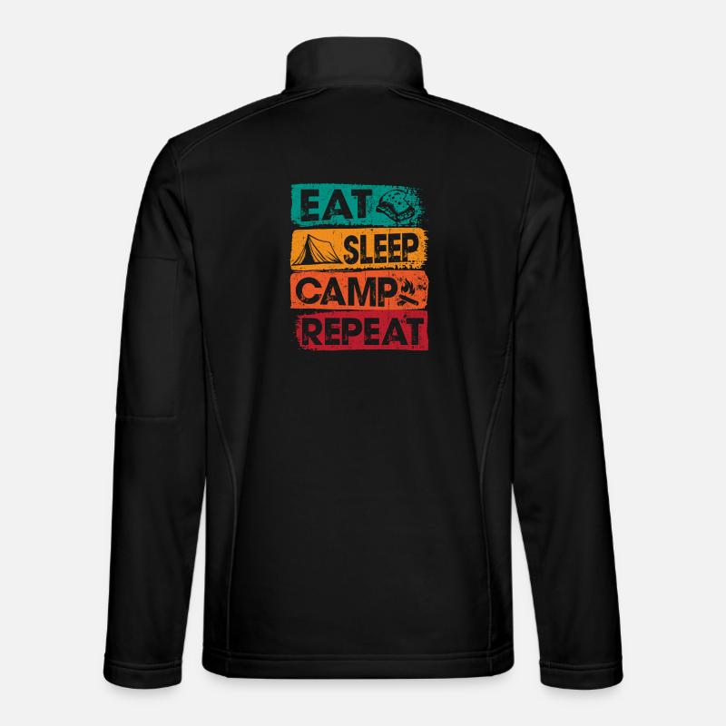 Eat Sleep Camp Repeat Outdoors - Unisex Softshell Jacket - black