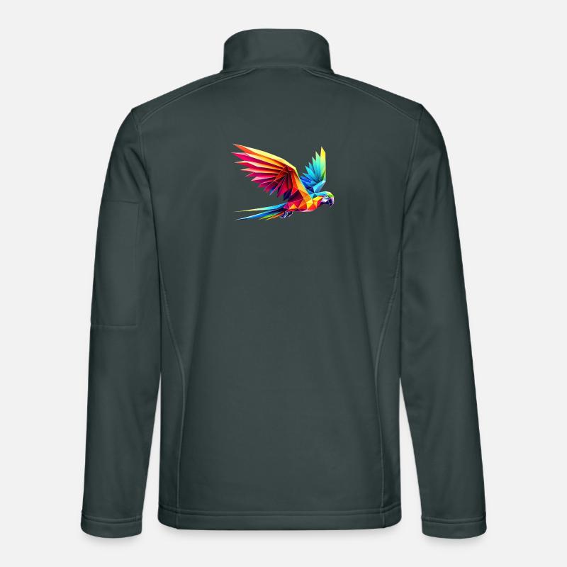 3d geometric multicolor origami parrot Unisex Softshell Jacket