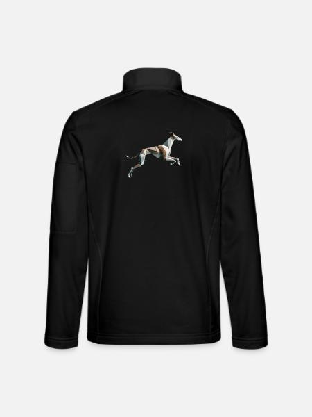 Jagdhund läuft Origami Geometrisch 3D - Unisex Softshelljacke - Schwarz - Hinten