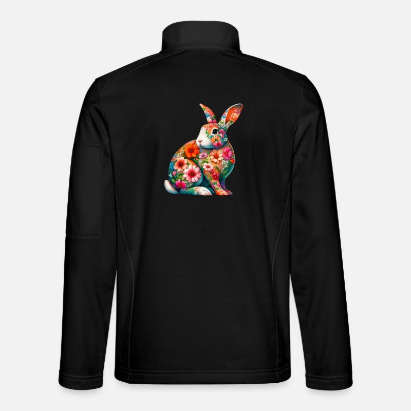 Lapin décoré de fleurs Veste en tissu softshell Unisexe