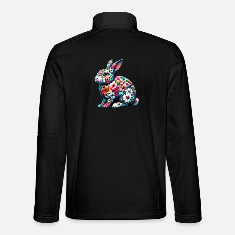 Lapin décoré de fleurs Veste en tissu softshell Unisexe