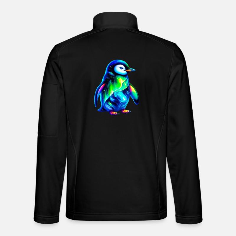 Aurora Borealis Penguin - Unisex Softshell Jacket - black