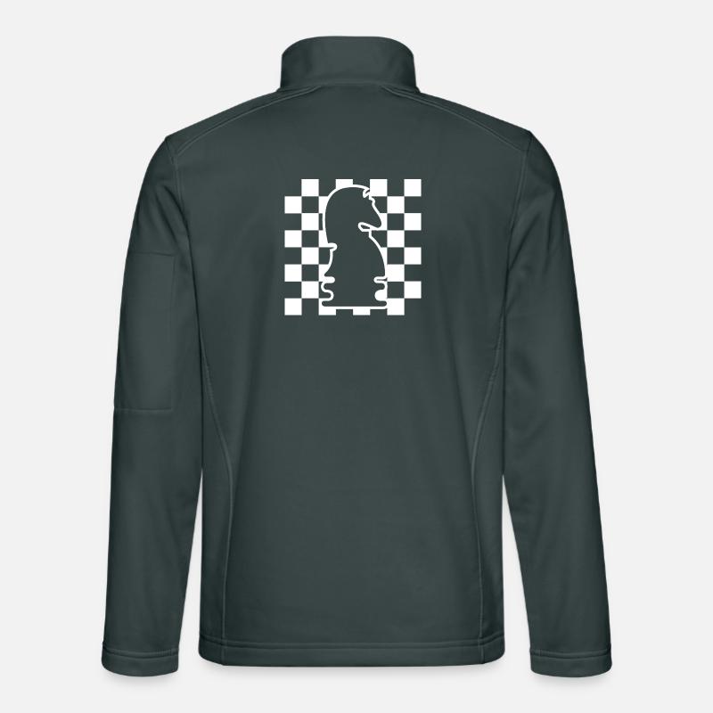 Chess Horse Checkerboard Pattern Symbol Graphic Logo Unisex Softshell Jacket