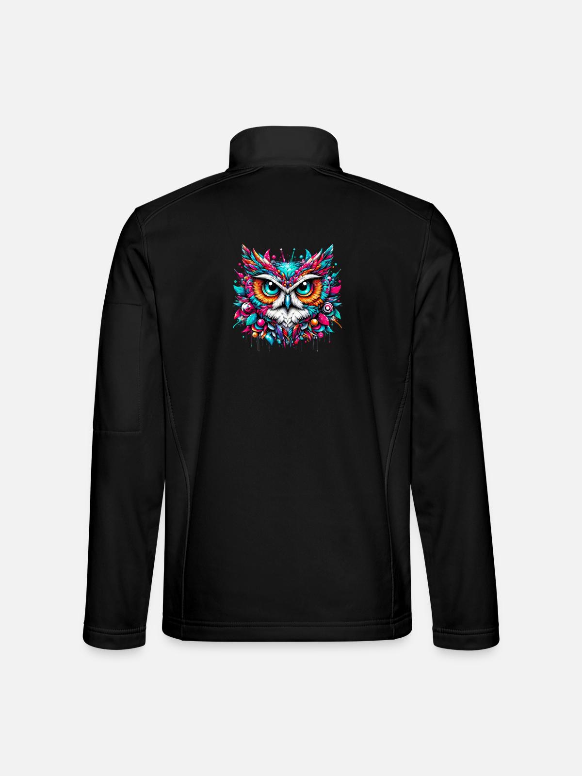 Eule - Unisex Softshelljacke - Schwarz - Hinten