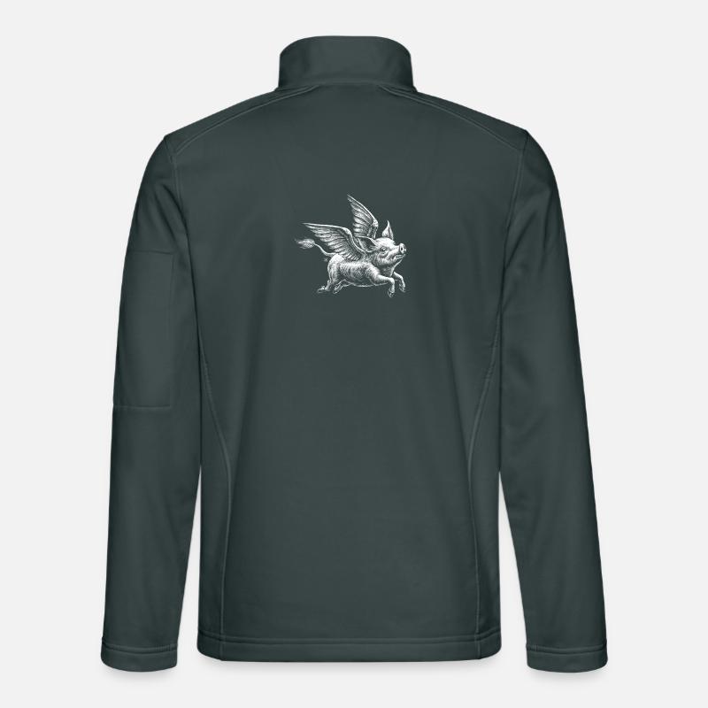Winged pig: retro illustration Unisex Softshell Jacket