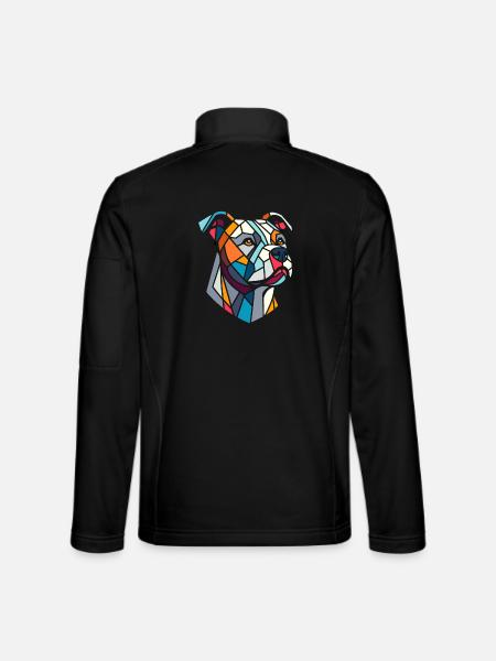 Staffordshire geometric bull terrier, staffy - Unisex Softshell Jacket - black - Back