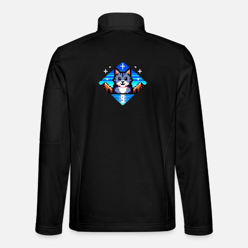 Chat pixel - Veste en tissu softshell Unisexe - noir