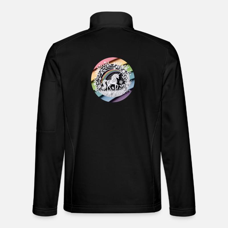Mignon licorne arc-en-ciel papier découpé Veste en tissu softshell Unisexe