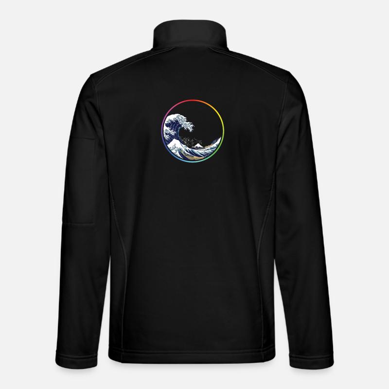 Cercle de vagues arc-en-ciel - Veste en tissu softshell Unisexe - noir